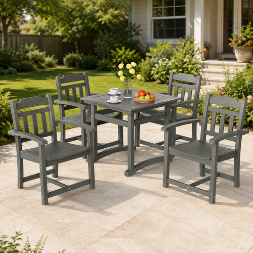 5-Piece Patio Dining Set with Square Table and Chairs