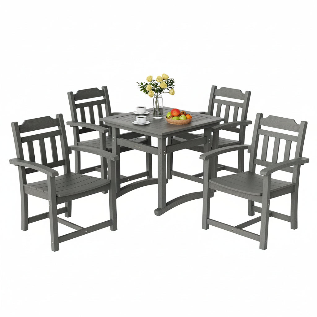 5-Piece Patio Dining Set with Square Table and Chairs