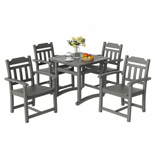 5-Piece Patio Dining Set with Square Table and Chairs