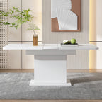 Dining Room Set with Table and 6 Sherpa Fabric Chairs
