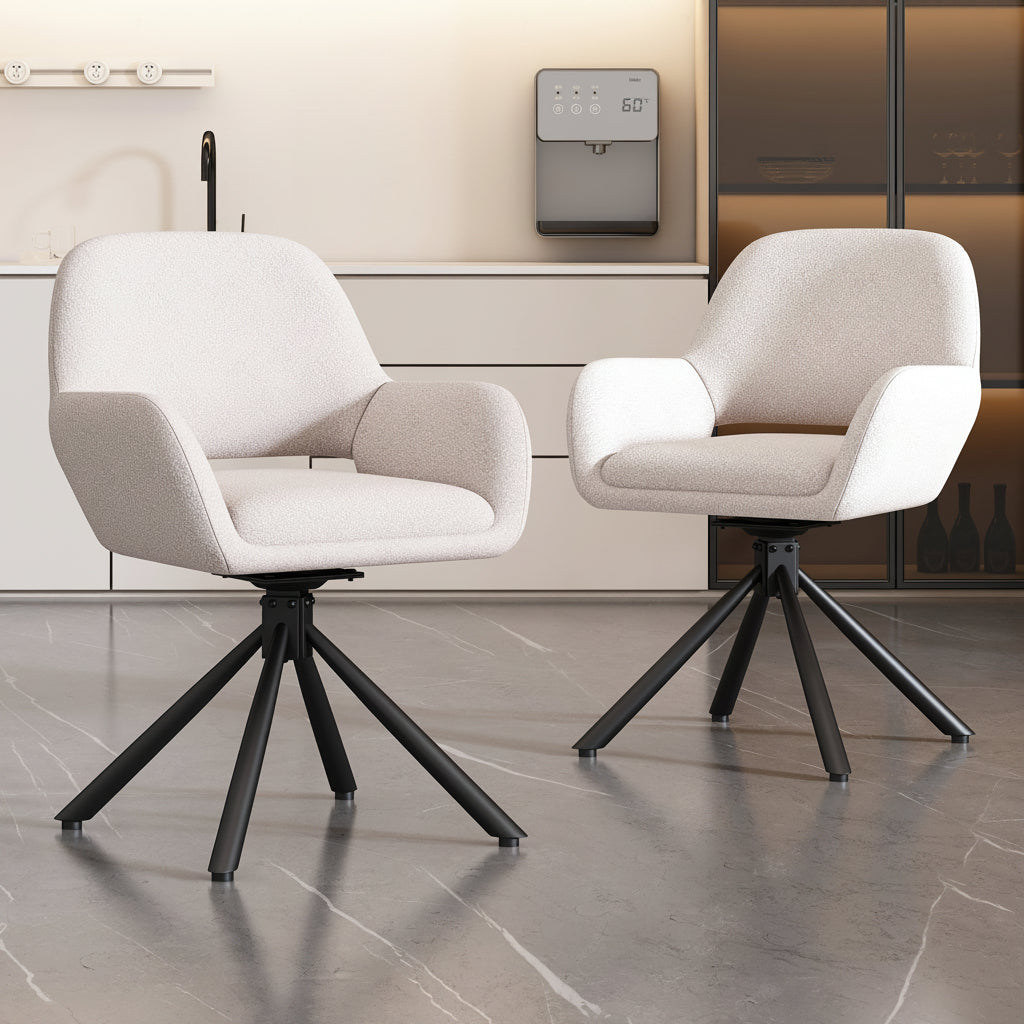 Dining Room Set with Table and 6 Sherpa Fabric Chairs