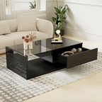 High-Gloss Black Coffee Table with Glass LED Lighting