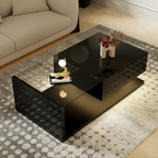 High-Gloss Black Coffee Table with Glass LED Lighting