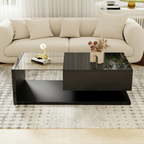 High-Gloss Black Coffee Table with Glass LED Lighting
