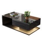 High-Gloss Black Coffee Table with Glass LED Lighting