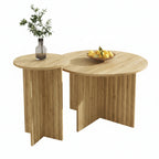 Modern 2-Piece Wooden Nest Table Set Scandinavian Round Design