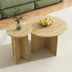 Modern 2-Piece Wooden Nest Table Set Scandinavian Round Design