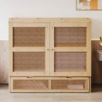 Murphy Bed 140 × 200 cm with Rattan Storage Drawers